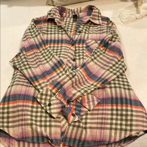 Wild Fable Green and Purple Long Sleeve Button Down Shirt